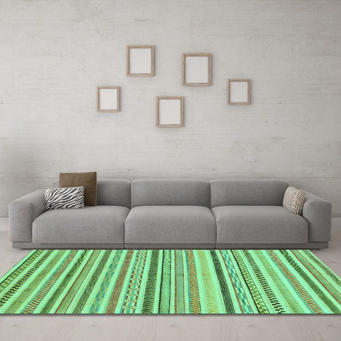 Machine Washable Abstract Turquoise Modern Area Rugs in a Living Room,, wshabs2299turq