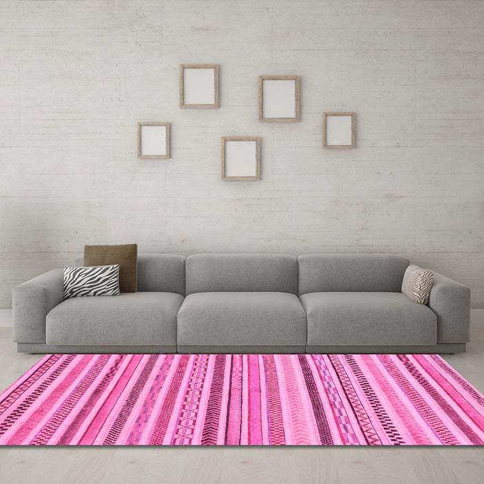 Machine Washable Abstract Pink Modern Rug in a Living Room, wshabs2299pnk
