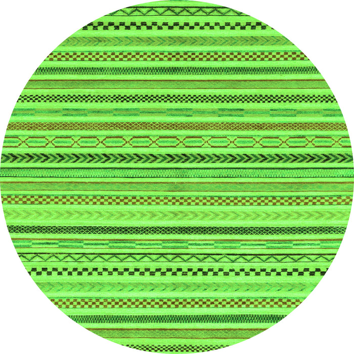 Round Machine Washable Abstract Green Modern Area Rugs, wshabs2299grn