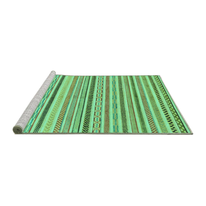 Sideview of Machine Washable Abstract Turquoise Modern Area Rugs, wshabs2299turq