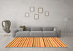 Machine Washable Abstract Orange Modern Area Rugs in a Living Room, wshabs2299org