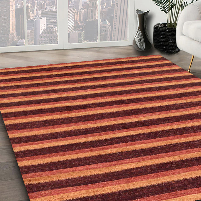 Machine Washable Abstract Bright Orange Rug in a Family Room, wshabs229