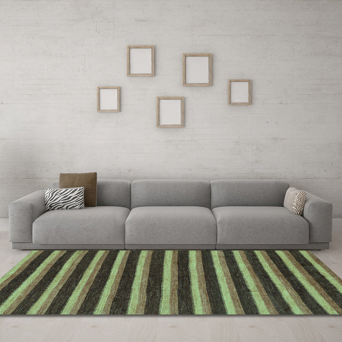 Machine Washable Abstract Turquoise Modern Area Rugs in a Living Room,, wshabs229turq
