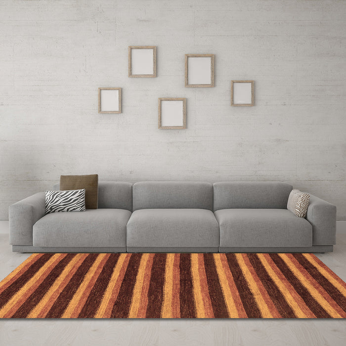 Machine Washable Abstract Brown Modern Rug in a Living Room,, wshabs229brn
