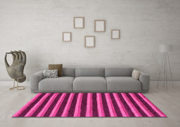 Machine Washable Abstract Pink Modern Rug in a Living Room, wshabs229pnk