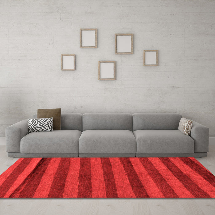 Machine Washable Abstract Orange Modern Area Rugs in a Living Room, wshabs22org