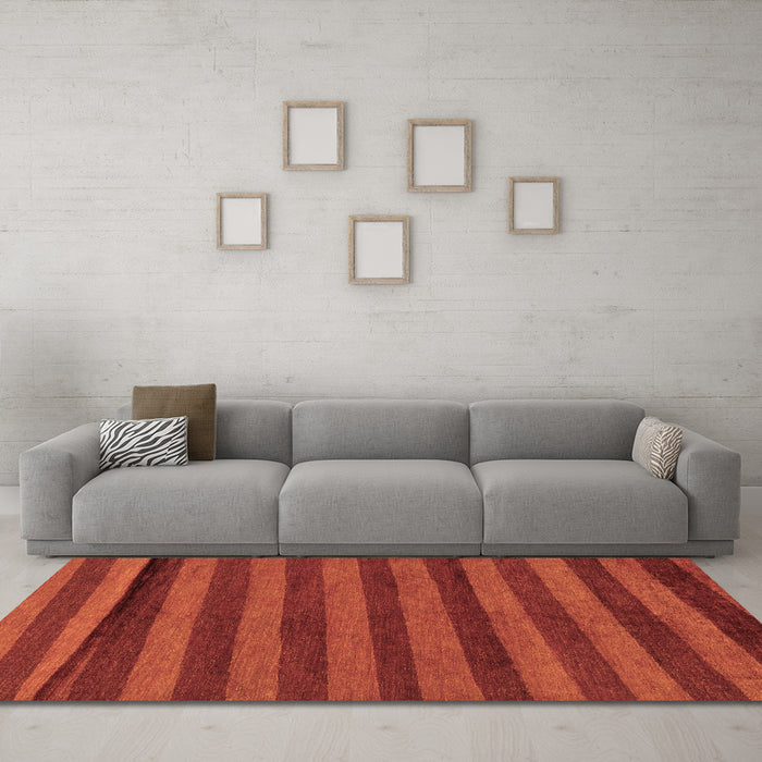 Machine Washable Abstract Brown Modern Rug in a Living Room,, wshabs22brn