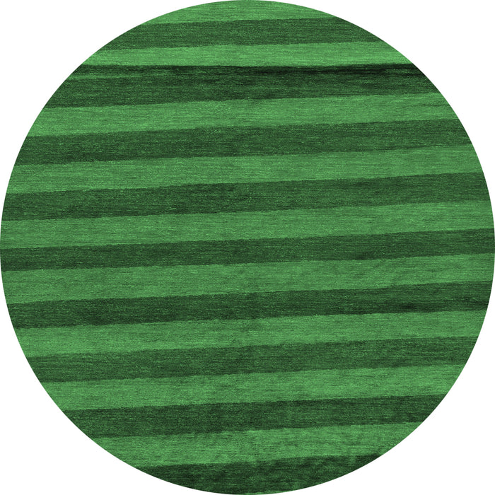Round Machine Washable Abstract Emerald Green Modern Area Rugs, wshabs22emgrn