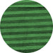 Round Machine Washable Abstract Emerald Green Modern Area Rugs, wshabs22emgrn