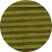 Round Machine Washable Abstract Green Modern Area Rugs, wshabs22grn