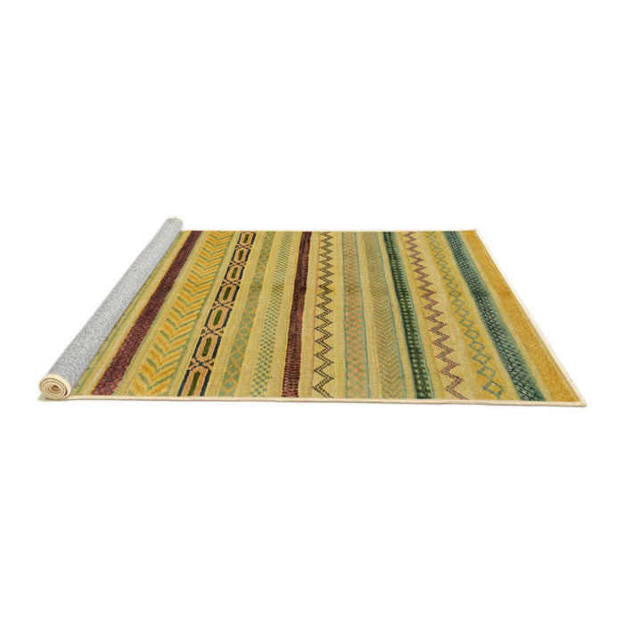 Sideview of Machine Washable Abstract Dark Golden Brown Rug, wshabs2300