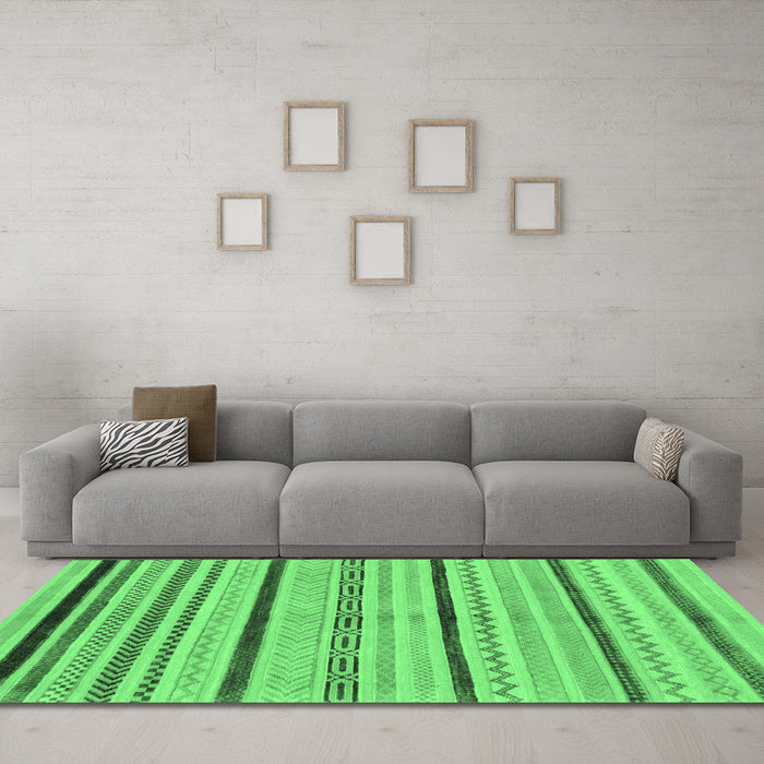 Machine Washable Abstract Emerald Green Modern Area Rugs in a Living Room,, wshabs2300emgrn