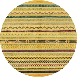 Round Abstract Dark Brown Modern Rug, abs2300