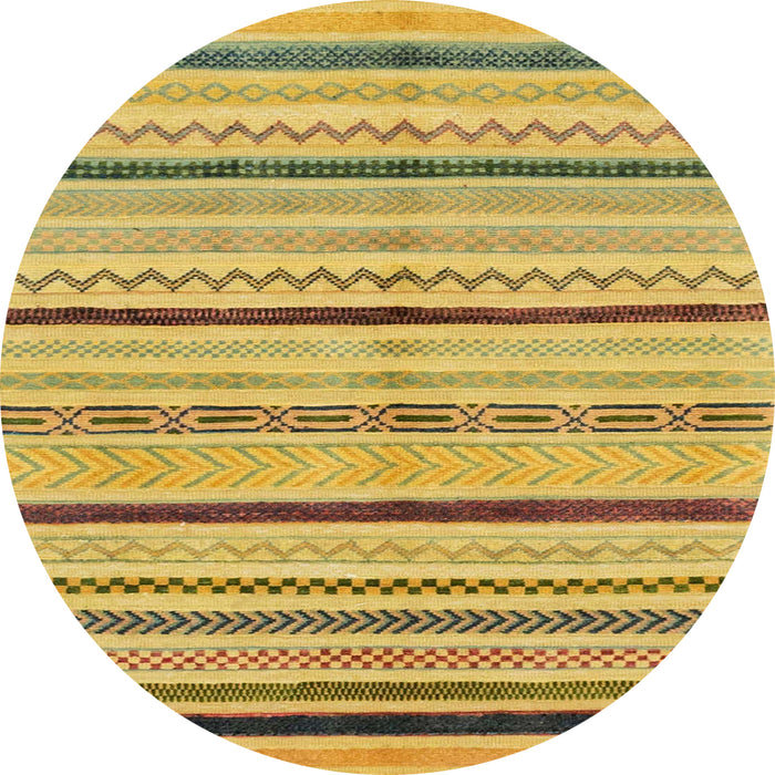Round Abstract Dark Brown Modern Rug, abs2300