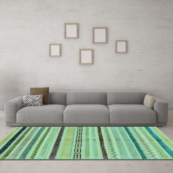 Machine Washable Abstract Light Blue Modern Rug in a Living Room, wshabs2300lblu