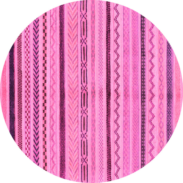 Round Machine Washable Abstract Pink Modern Rug, wshabs2300pnk
