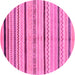 Round Machine Washable Abstract Pink Modern Rug, wshabs2300pnk