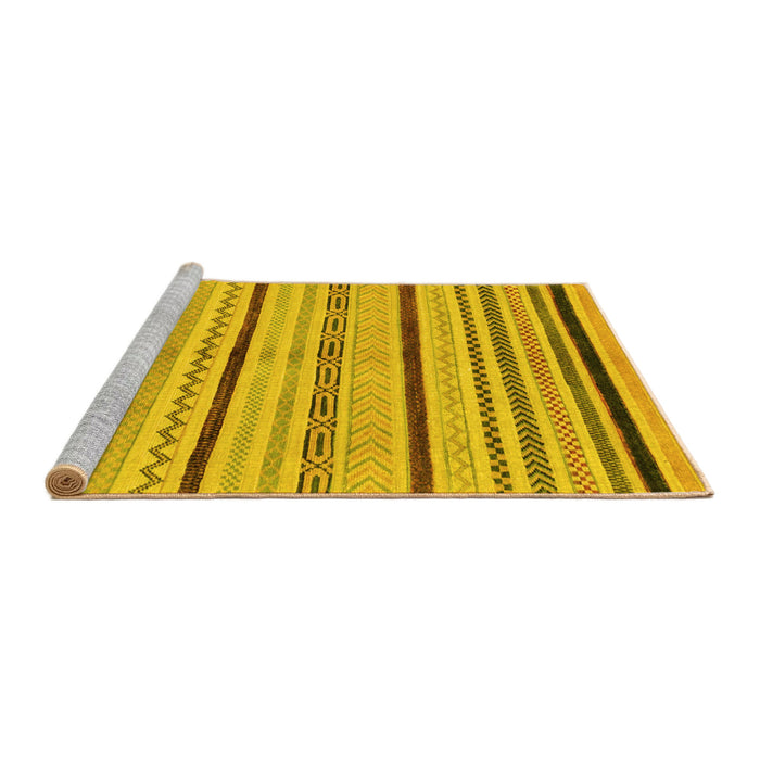 Sideview of Machine Washable Abstract Yellow Modern Rug, wshabs2300yw