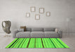 Machine Washable Abstract Green Modern Area Rugs in a Living Room,, wshabs2300grn