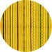 Round Abstract Yellow Modern Rug, abs2300yw