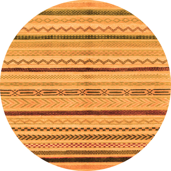 Round Machine Washable Abstract Orange Modern Area Rugs, wshabs2300org