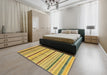 Abstract Dark Brown Modern Rug in a Bedroom, abs2300