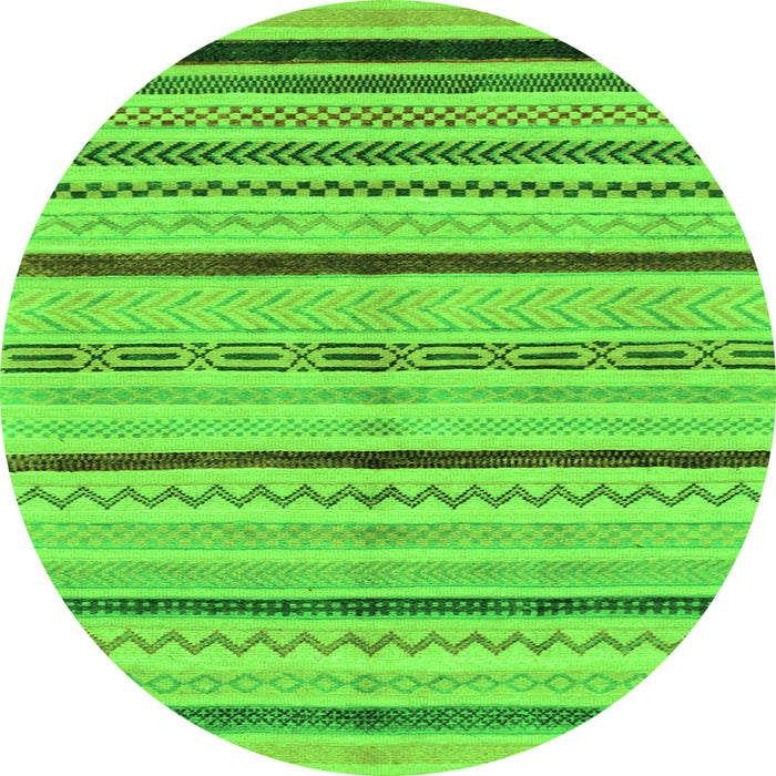 Round Machine Washable Abstract Green Modern Area Rugs, wshabs2300grn