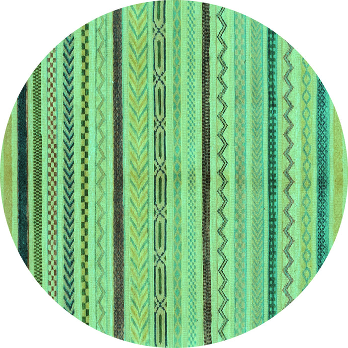 Round Machine Washable Abstract Turquoise Modern Area Rugs, wshabs2300turq