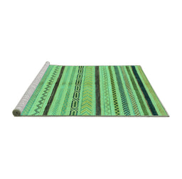 Sideview of Machine Washable Abstract Turquoise Modern Area Rugs, wshabs2300turq