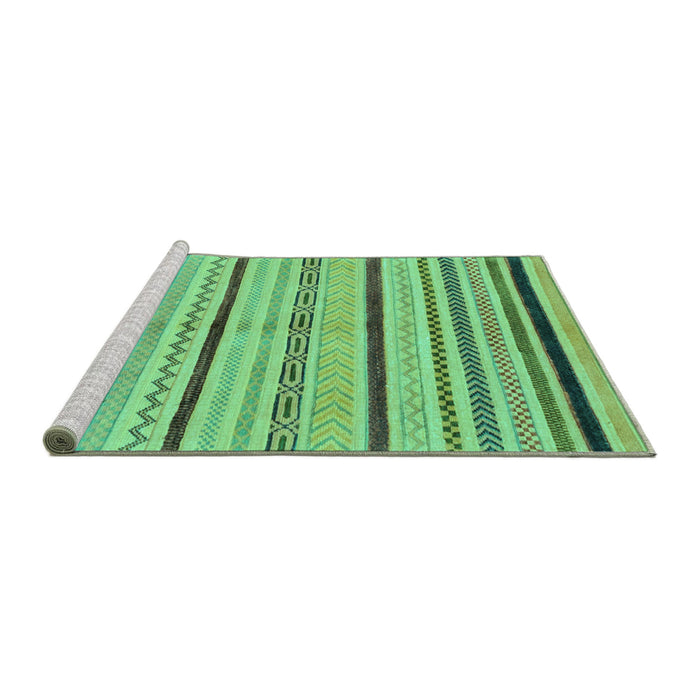 Sideview of Machine Washable Abstract Turquoise Modern Area Rugs, wshabs2300turq