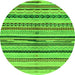 Round Machine Washable Abstract Green Modern Area Rugs, wshabs2301grn