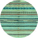 Round Abstract Light Blue Modern Rug, abs2301lblu