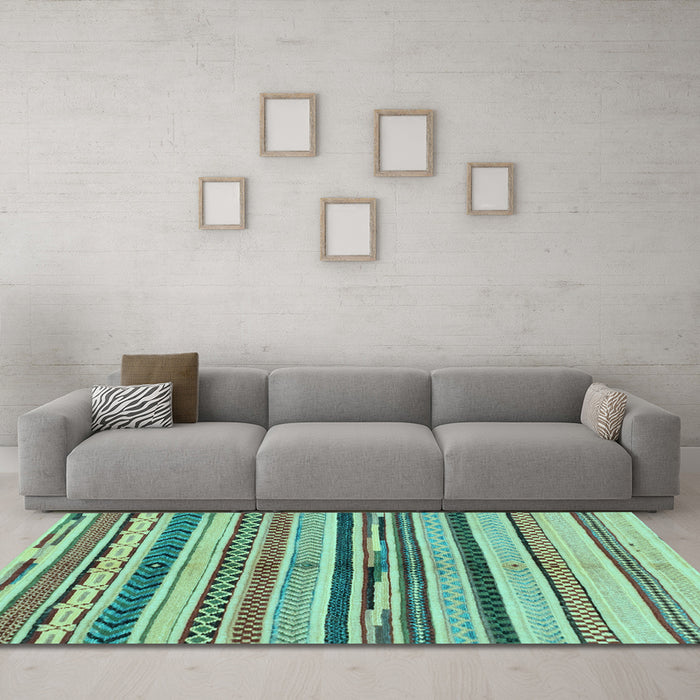 Machine Washable Abstract Light Blue Modern Rug in a Living Room, wshabs2301lblu