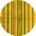 Round Abstract Yellow Modern Rug, abs2301yw