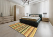 Abstract Light Brown Modern Rug in a Bedroom, abs2301