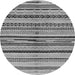 Round Machine Washable Abstract Gray Modern Rug, wshabs2301gry