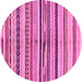 Round Abstract Pink Modern Rug, abs2301pnk