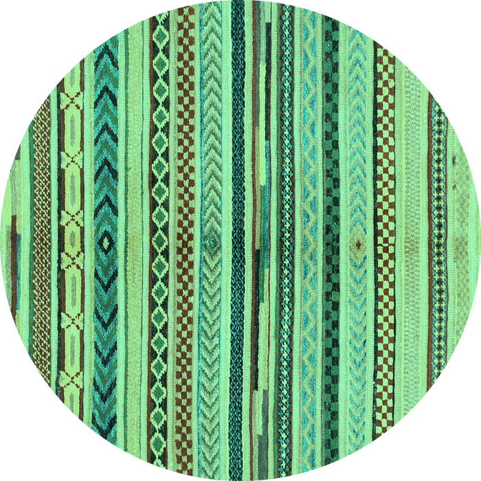 Round Abstract Turquoise Modern Rug, abs2301turq