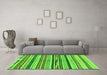 Machine Washable Abstract Green Modern Area Rugs in a Living Room,, wshabs2301grn