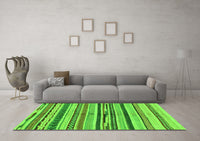 Machine Washable Abstract Green Modern Rug, wshabs2301grn