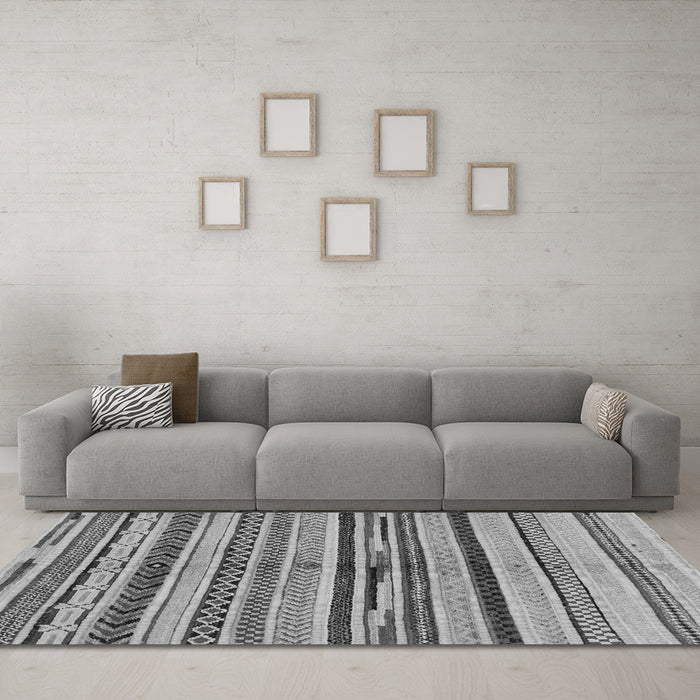 Machine Washable Abstract Gray Modern Rug in a Living Room,, wshabs2301gry