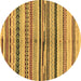 Round Abstract Brown Modern Rug, abs2301brn