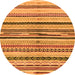 Round Machine Washable Abstract Orange Modern Area Rugs, wshabs2301org