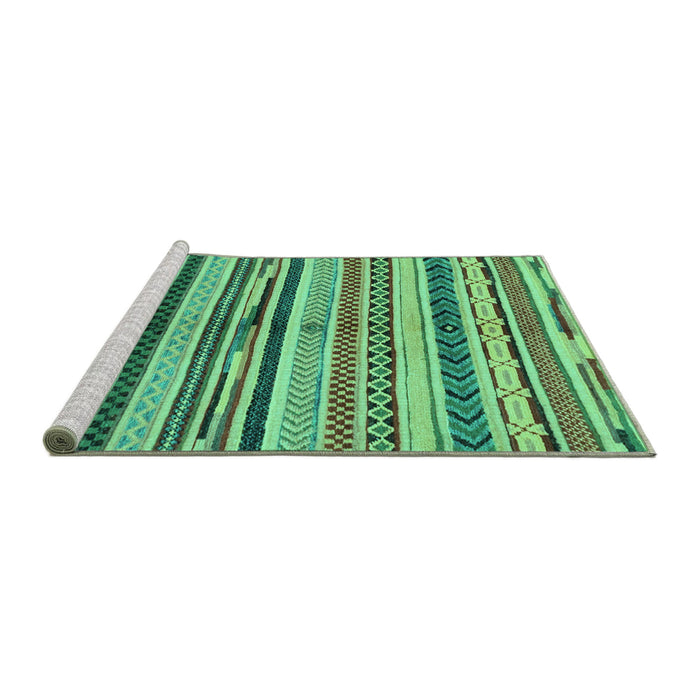 Sideview of Machine Washable Abstract Turquoise Modern Area Rugs, wshabs2301turq