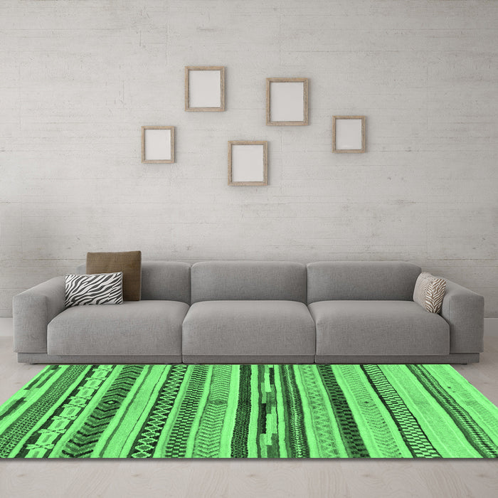 Machine Washable Abstract Emerald Green Modern Area Rugs in a Living Room,, wshabs2301emgrn