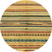 Round Abstract Light Brown Modern Rug, abs2301