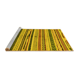 Sideview of Machine Washable Abstract Yellow Modern Rug, wshabs2301yw