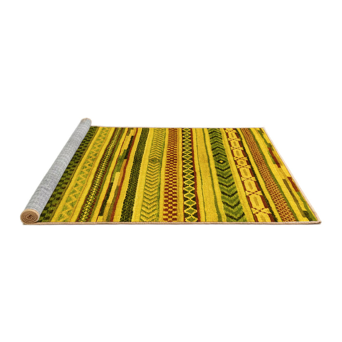 Sideview of Machine Washable Abstract Yellow Modern Rug, wshabs2301yw