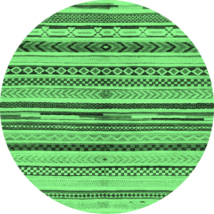 Round Machine Washable Abstract Emerald Green Modern Area Rugs, wshabs2301emgrn