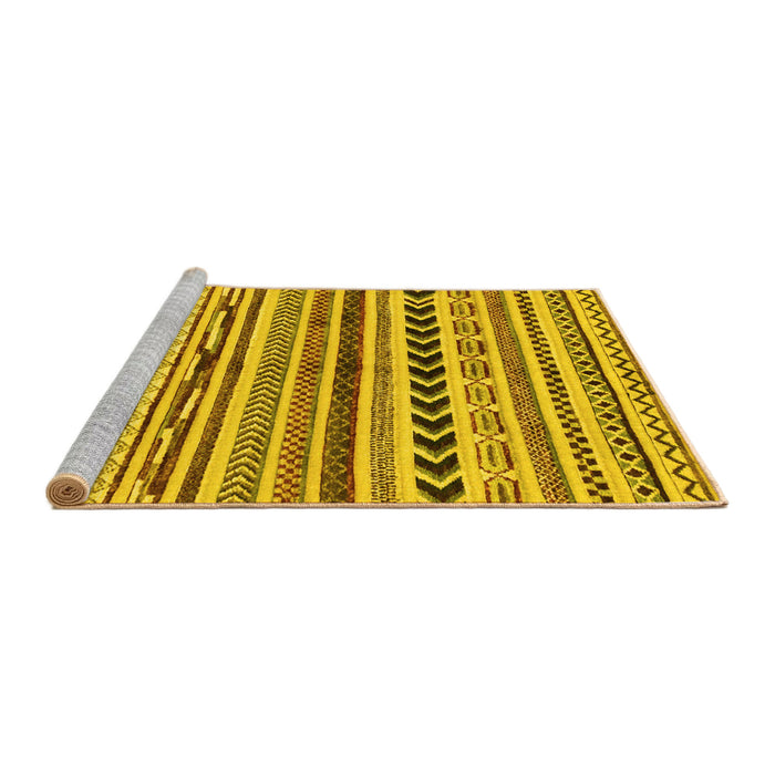Sideview of Machine Washable Abstract Yellow Modern Rug, wshabs2302yw